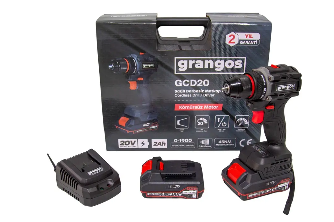 20V 2AH ÇİFT AKÜLÜ DARBESİZ MATKAP 45NM GRANGOS
