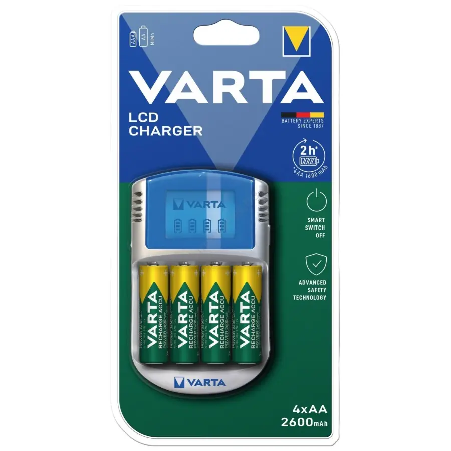 Varta Aa Pil Şarj Cihazı 4 Pil Kapasiteli 2600&12V Lcd Charger 57070201451