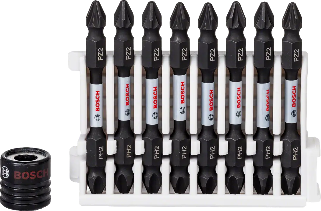 Bosch - Impact Control Serisi Çift Taraflı Vidalama Ucu 8'liPH2/PZ2 *65mm + Mıknatıslı Tutucu