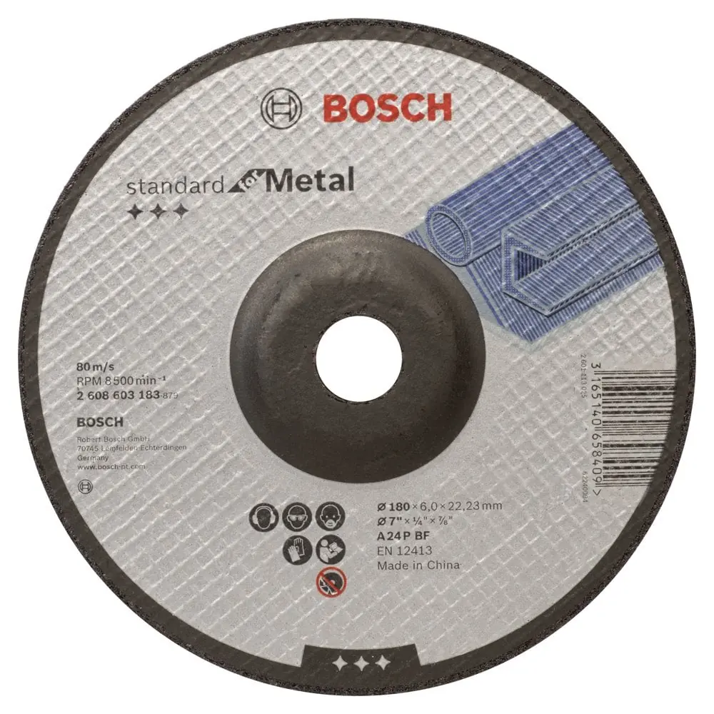 Bosch - 180*6,0 mm Standard Seri Bombeli Metal Taşlama Diski (Taş) 2608603183
