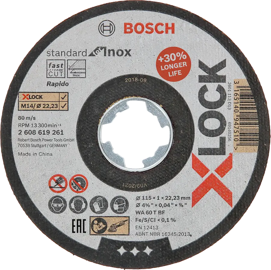 Bosch - X-LOCK - 115*1,0 mm Standard Seri Düz Inox (Paslanmaz Çelik) Kesme Diski (Taş) - Rapido 2608619261