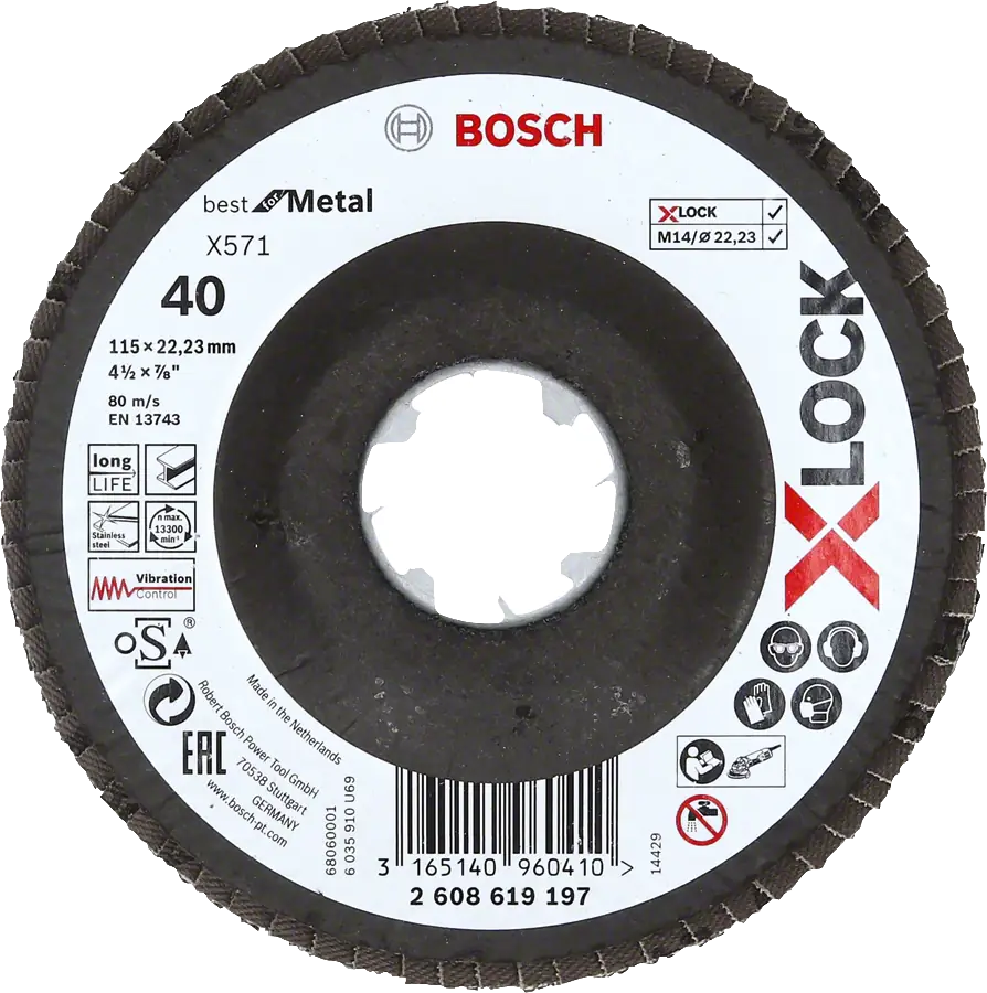 Bosch - X-Lock - 115 Mm 40 Kum Best Serisi Metal Flap Disk 2608619197