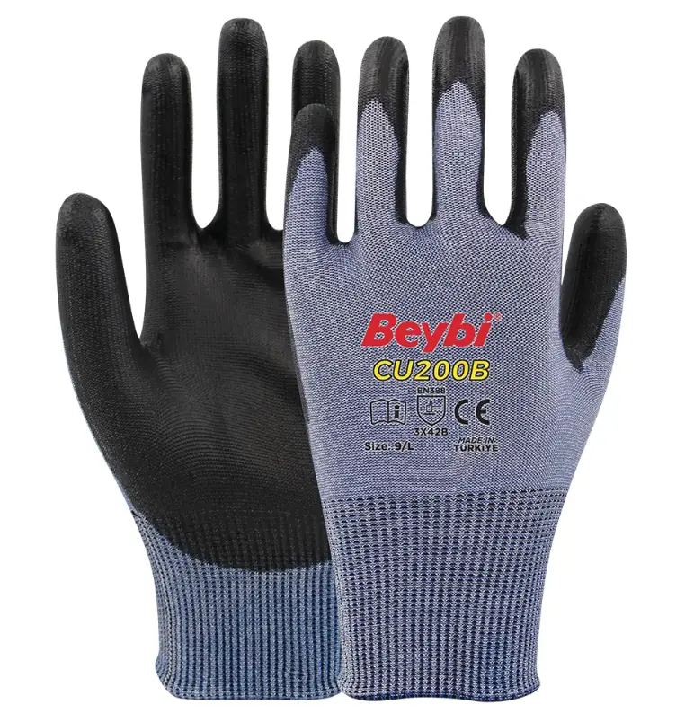 Beybi Cu200 B Pu Kaplı Polietilen Kesilmeye Dirençli Örme Eldiven No:10