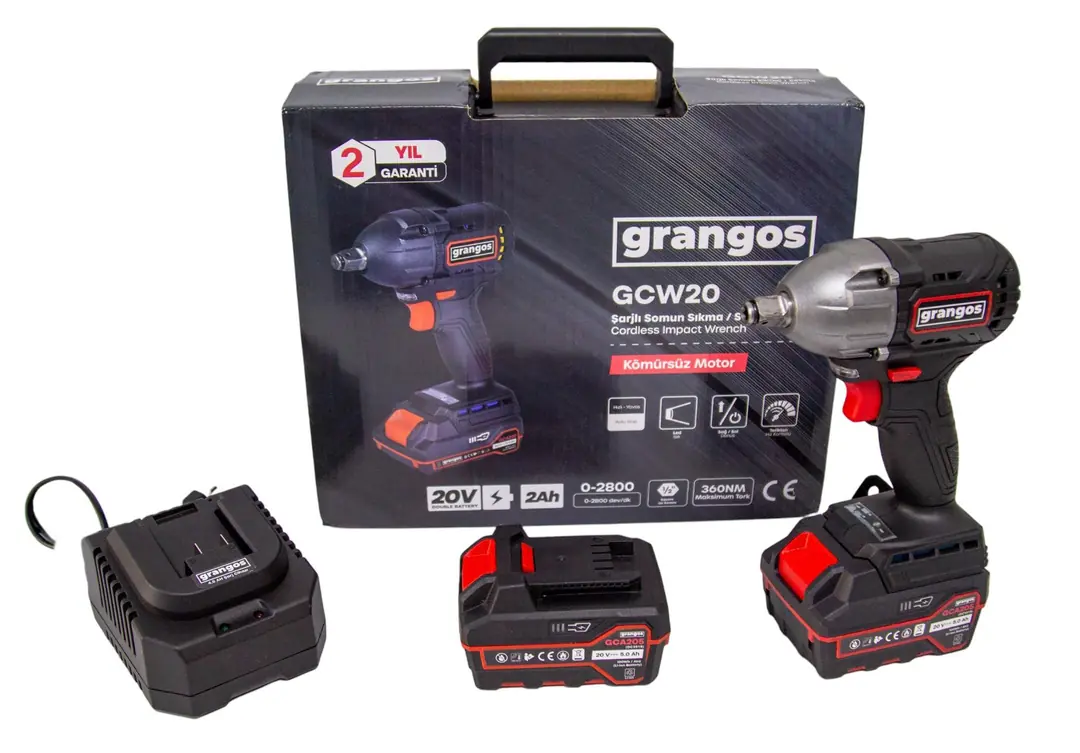 20V 2AH  ÇİFT AKÜLÜ SOMUN SIKMA 1/2" 360NM GRANGOS