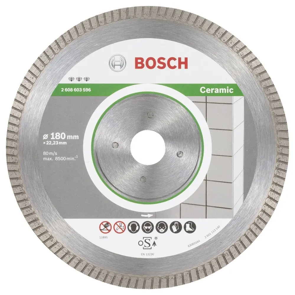 Bosch - Best Serisi Seramik İçin, Extra Temiz Kesim Turbo Segman  Elmas Kesme Diski 180 mm 2608603596