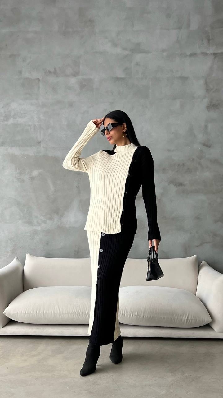 Buttoned Knitwear Set