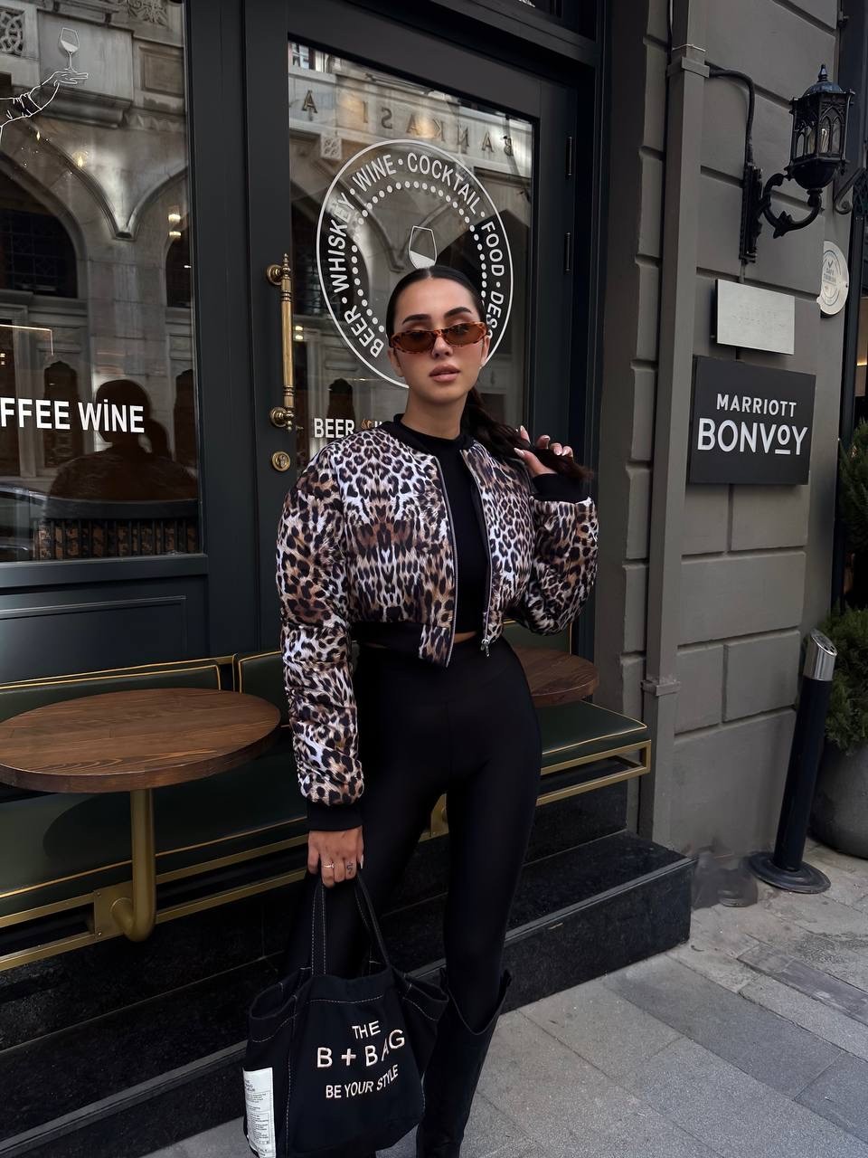 Leopar Bomber Crop Ceket