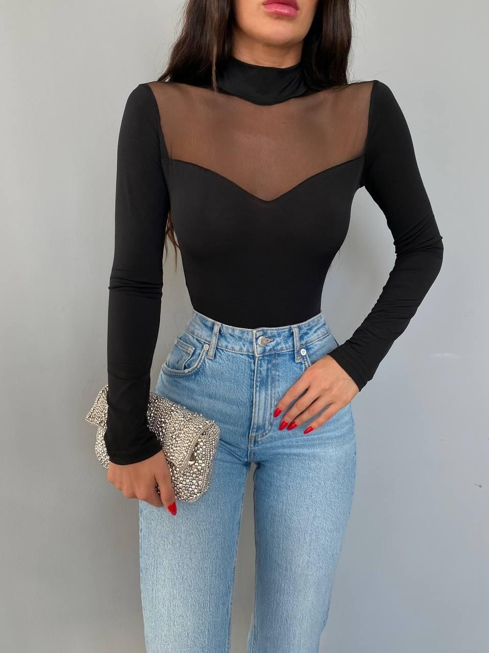 Tül Detay Bodysuit