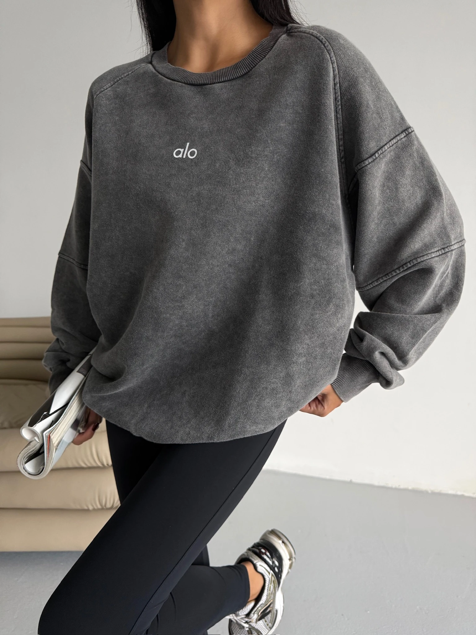 Yıkamalı Oversize Sweatshirt