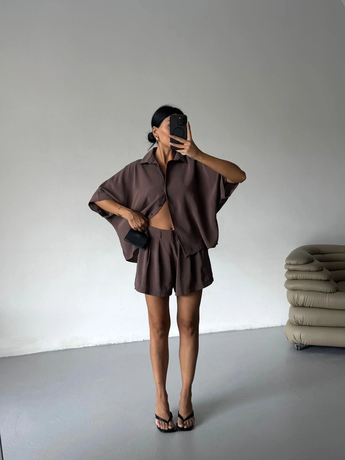 Tensel Şort Gömlek Takım