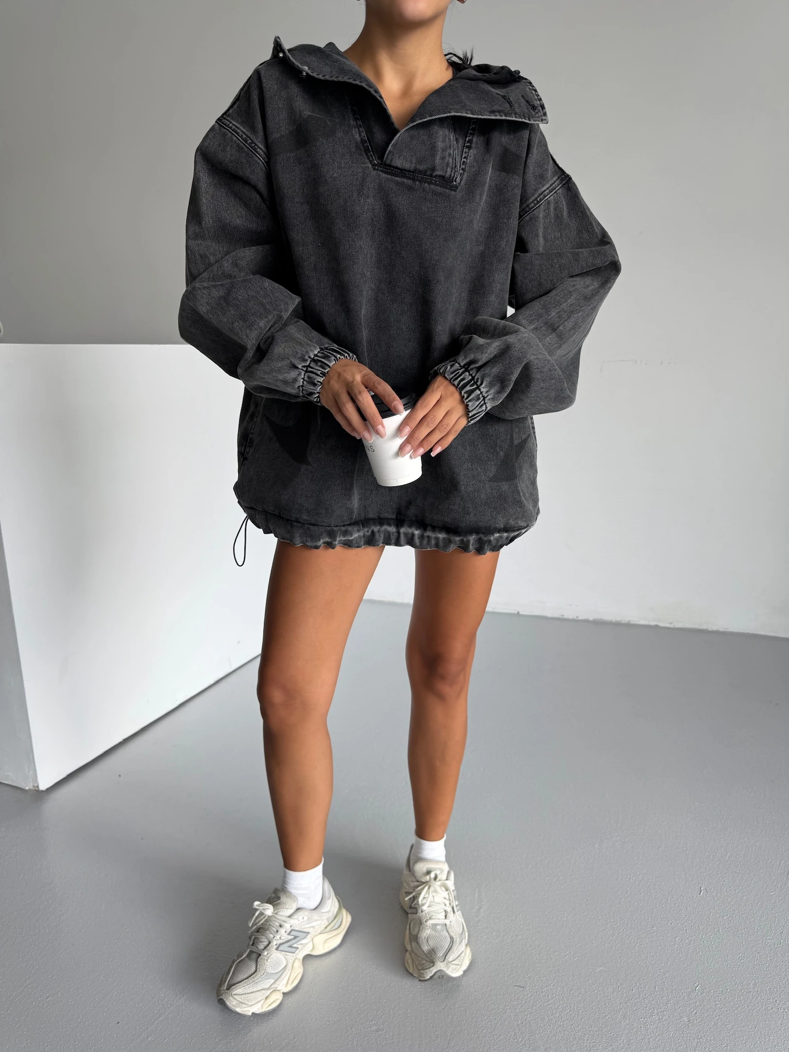 Kapşonlu Oversize Jeansweat