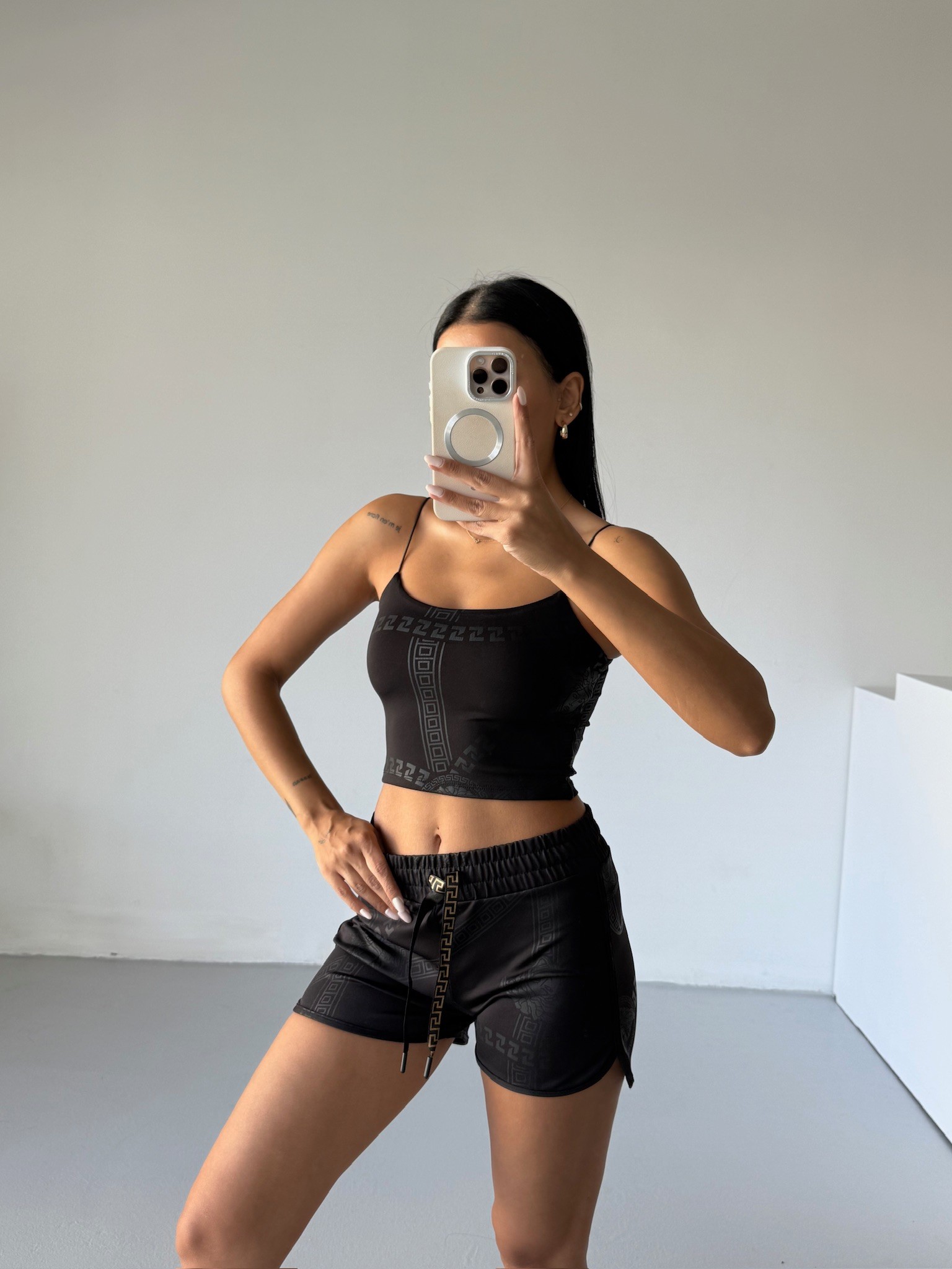 İp Askılı Crop Şort Takım 