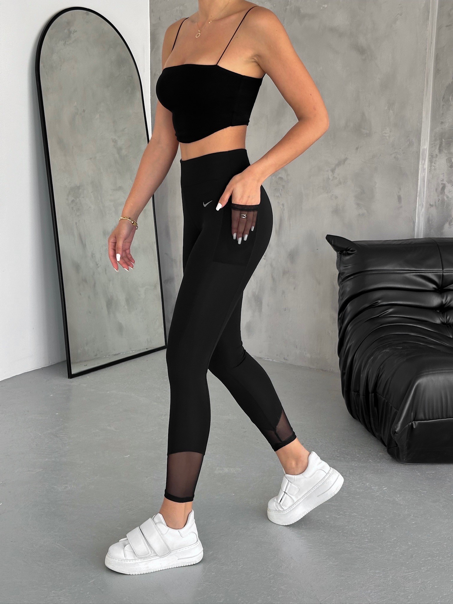 Paça Tüllü Running Toparlayıcı Tayt