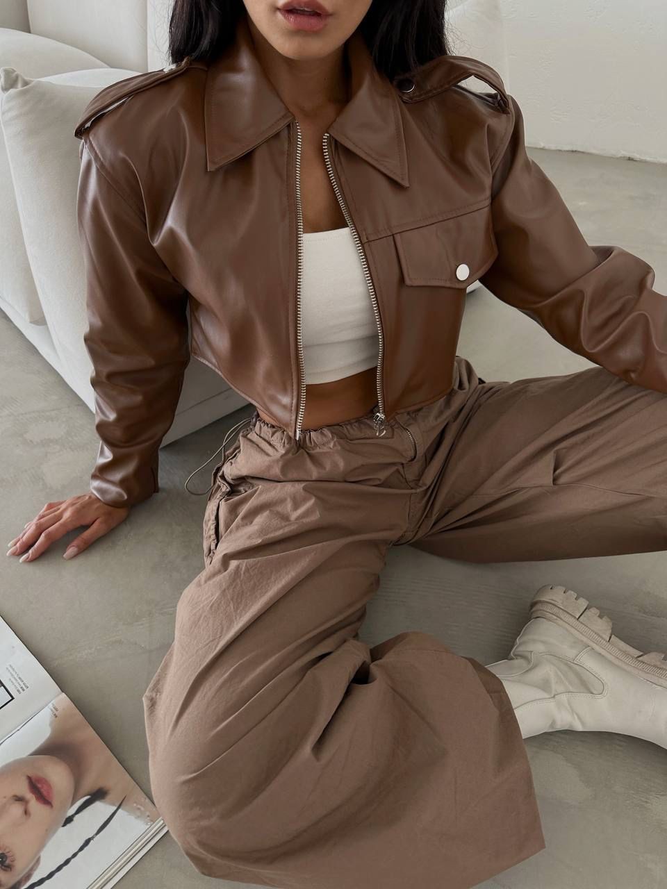 Crop Leather Jacket