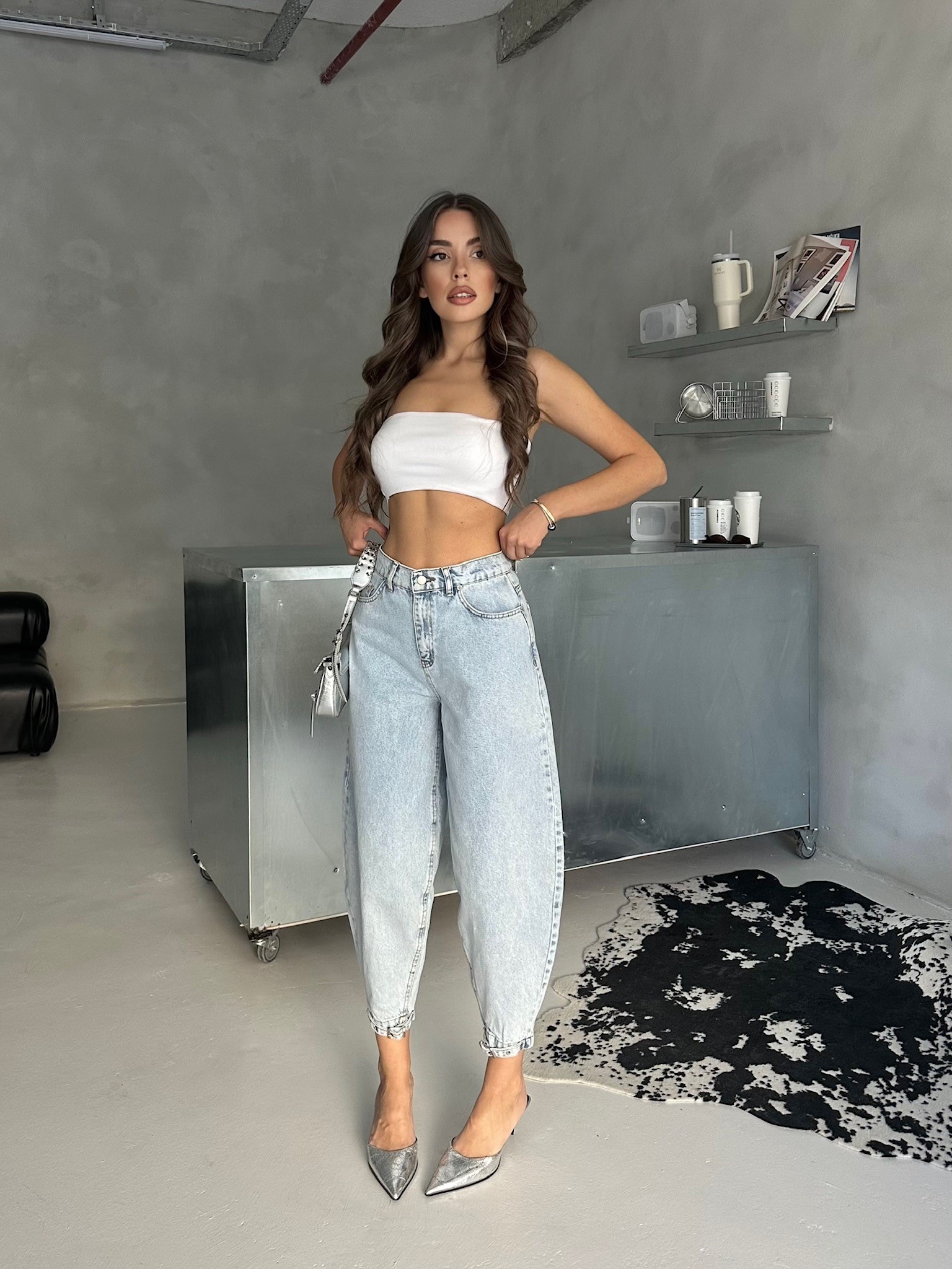 Paça Tokalı Denim Pantolon 
