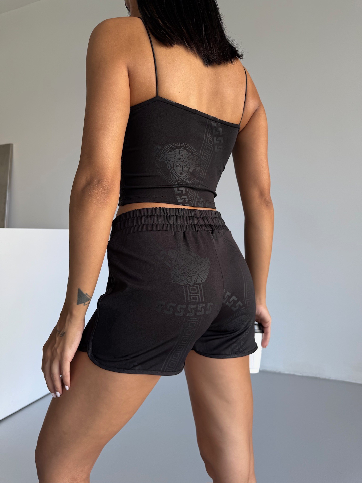 İp Askılı Crop Şort Takım 