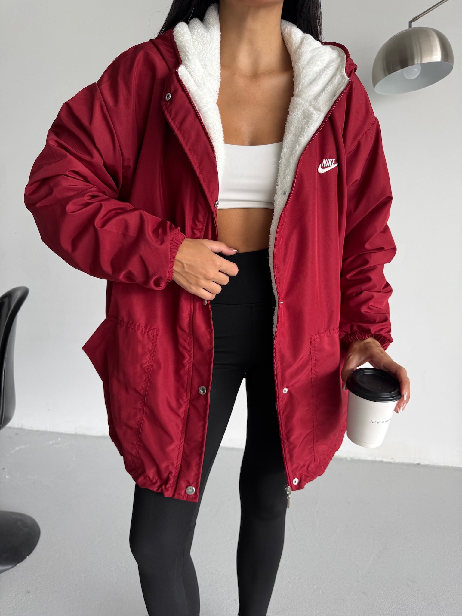 İçi Kürklü Oversize Ceket