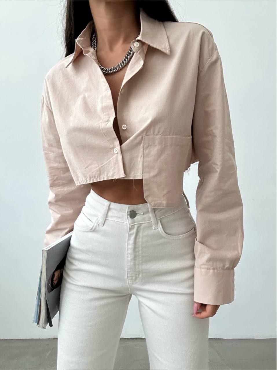 Cep Detail Crop Shirt