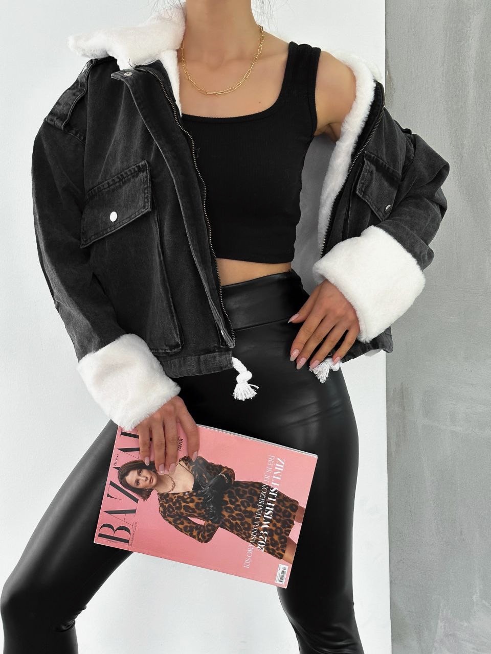 İçi Kürklü Denim Ceket