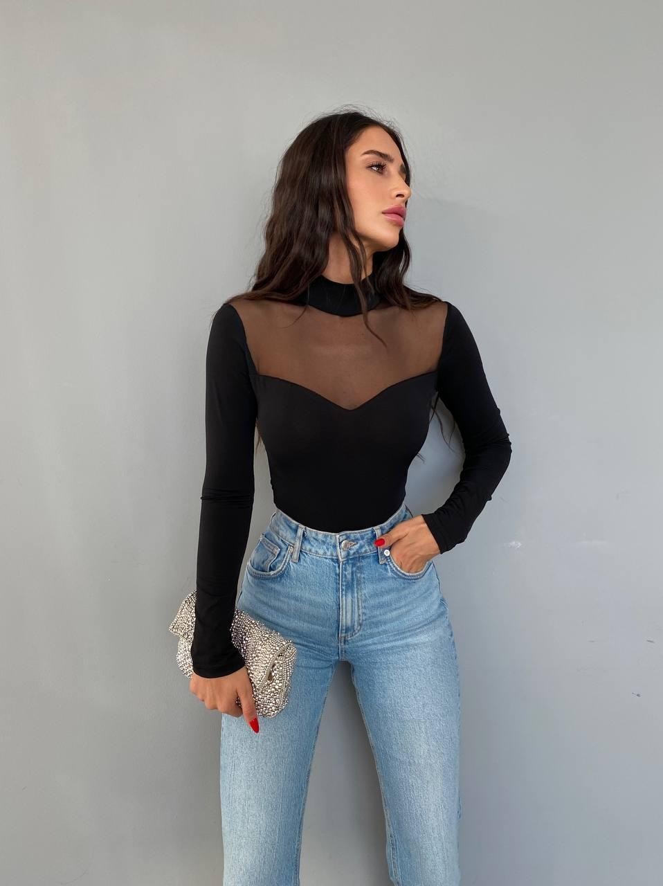 Tül Detay Bodysuit