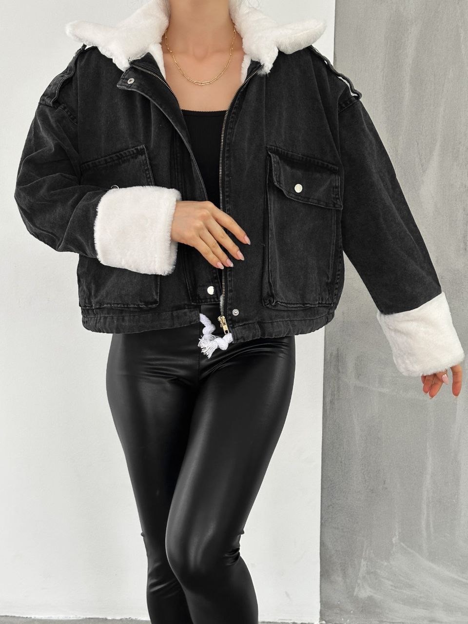 İçi Kürklü Denim Ceket