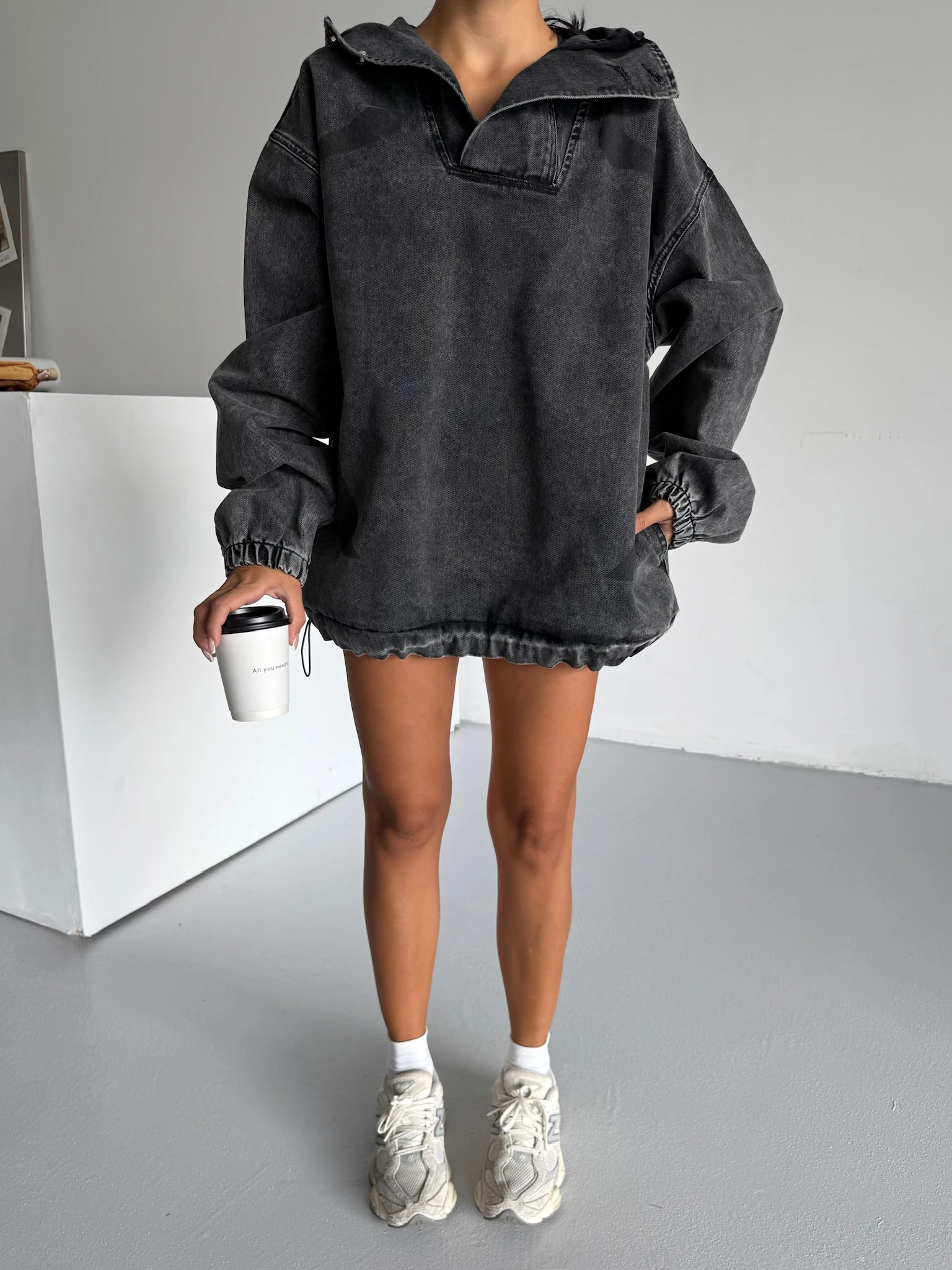 Kapşonlu Oversize Jeansweat