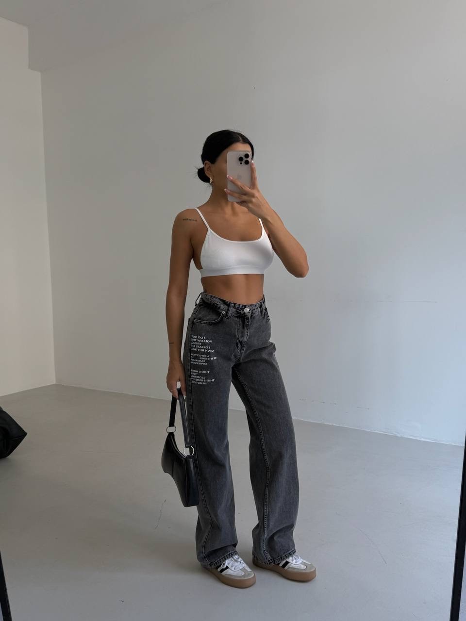 Baskılı Düşük Bel Jean