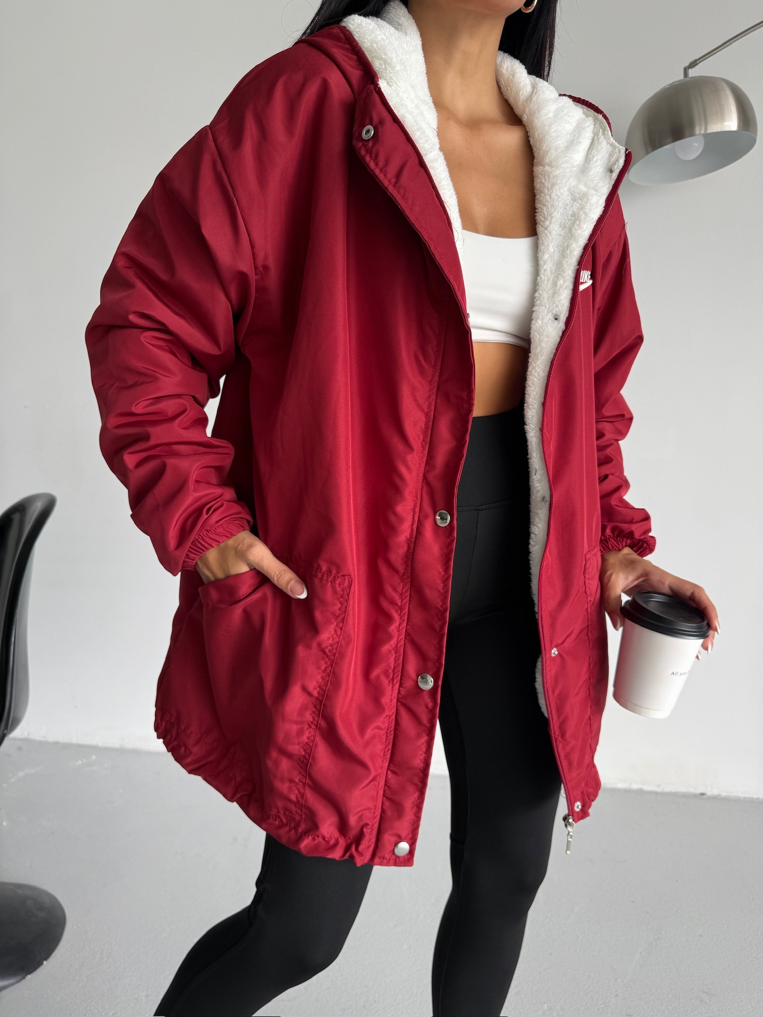 İçi Kürklü Oversize Ceket