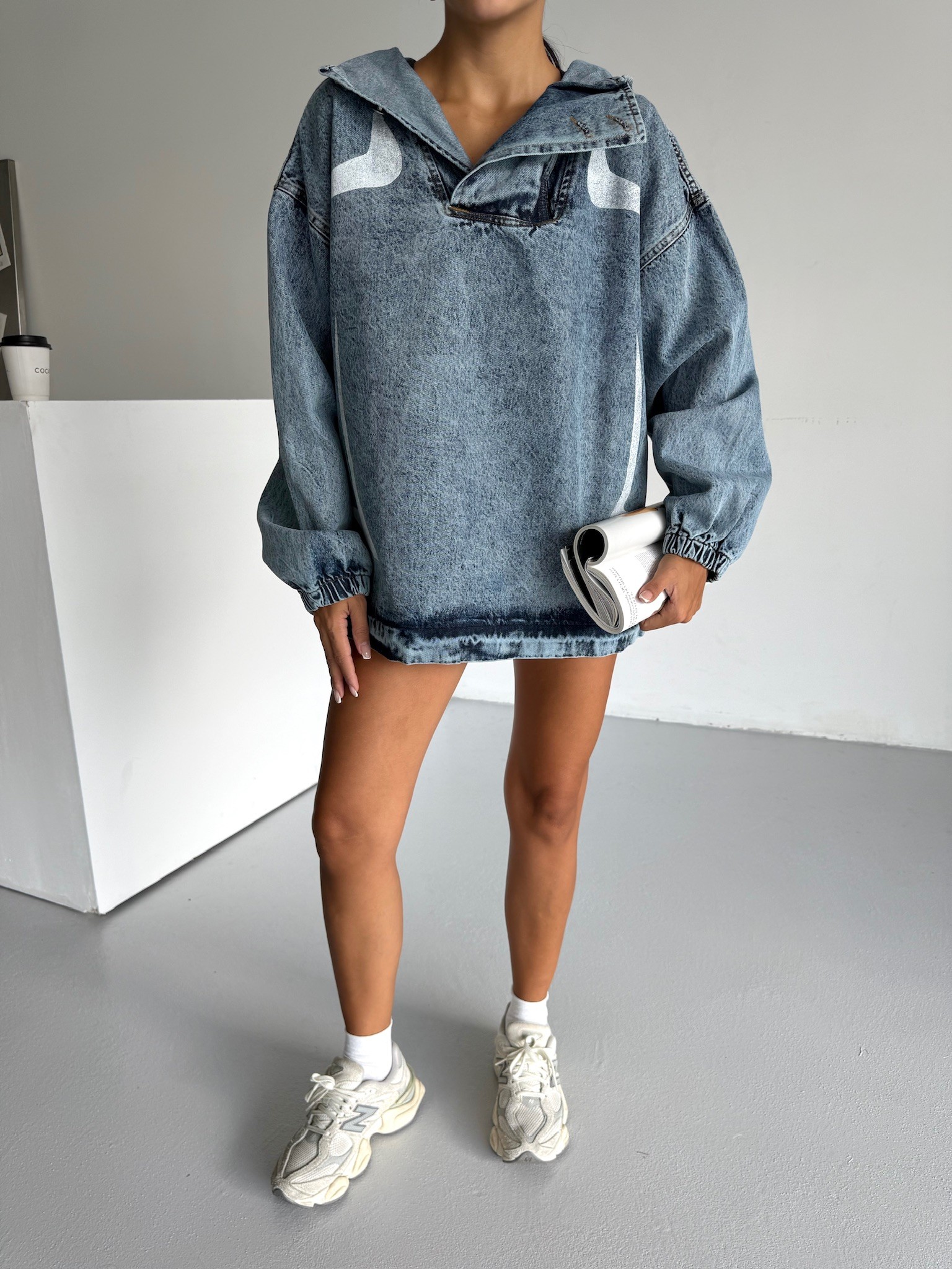 Kapşonlu Oversize Jeansweat