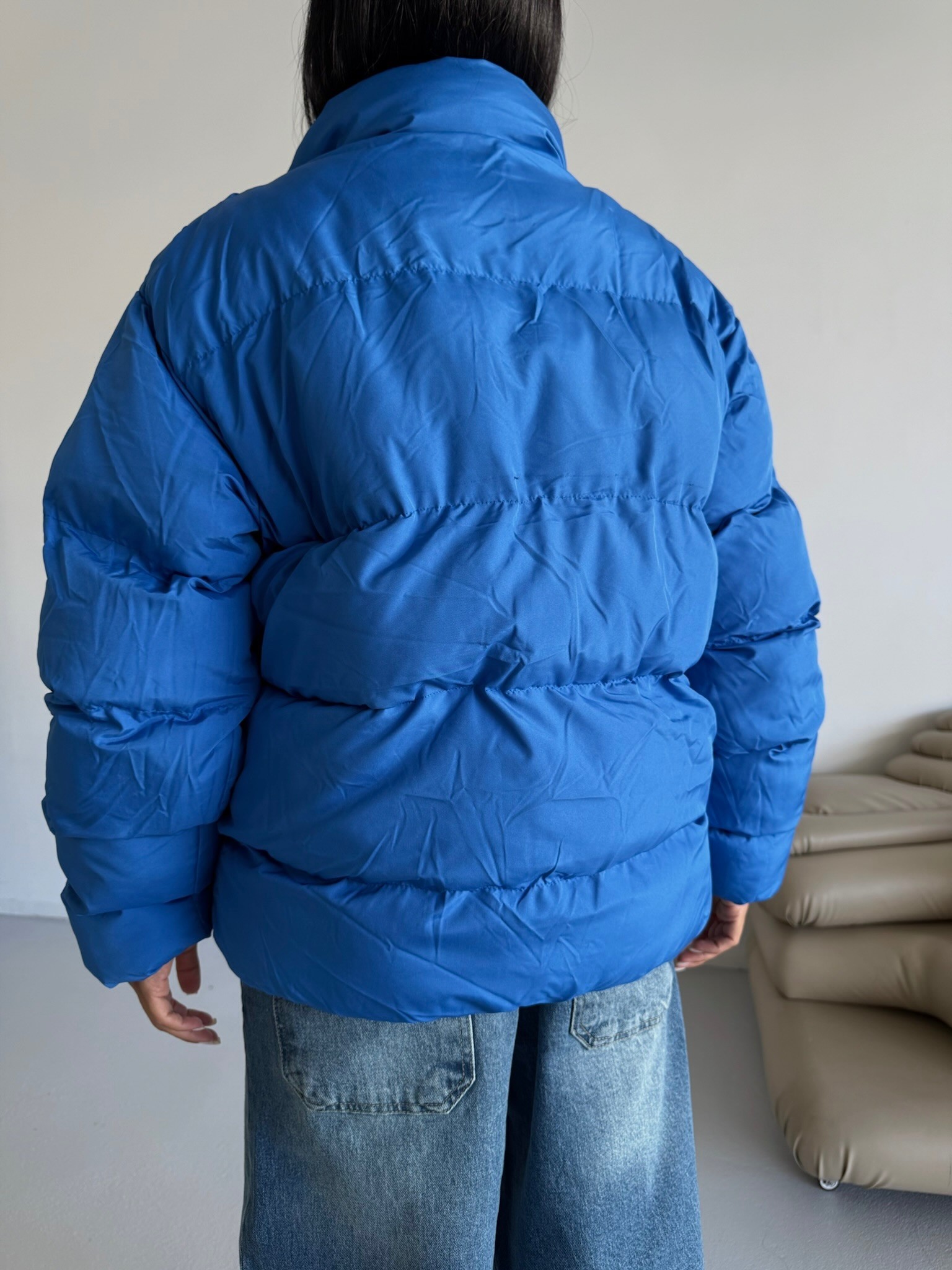 Çift Taraflı Unisex Peluş Şişme Mont
