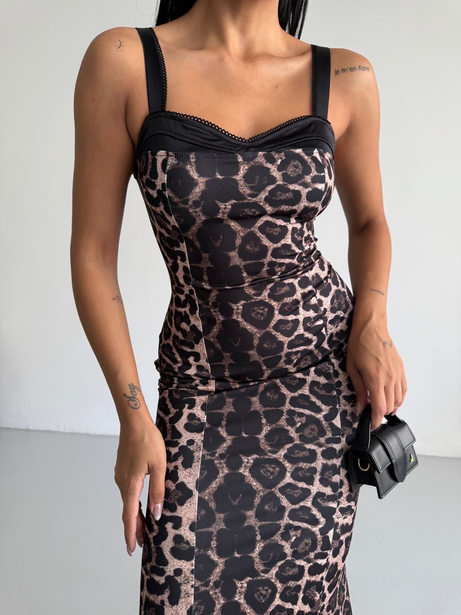 Askılı Leopar Elbise