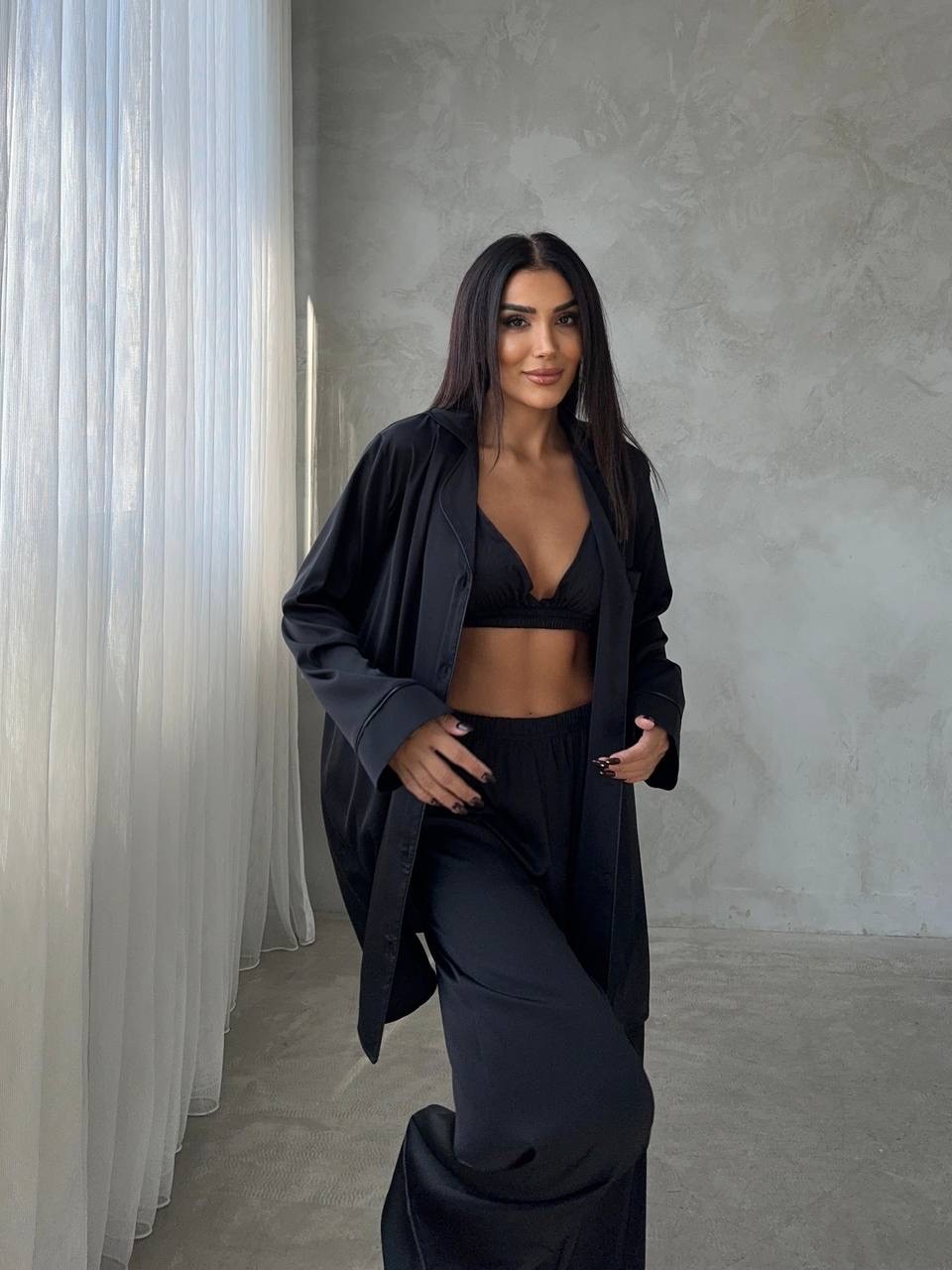 Armani Saten 3’lü Gecelik Takım 