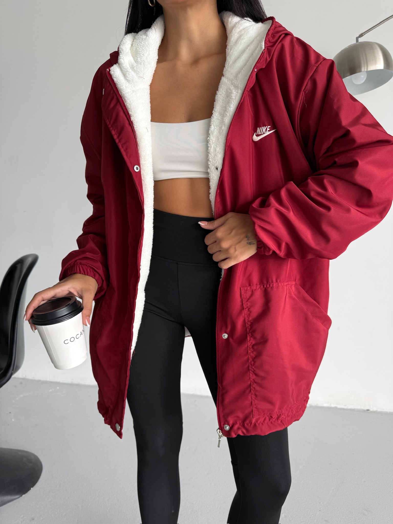 İçi Kürklü Oversize Ceket