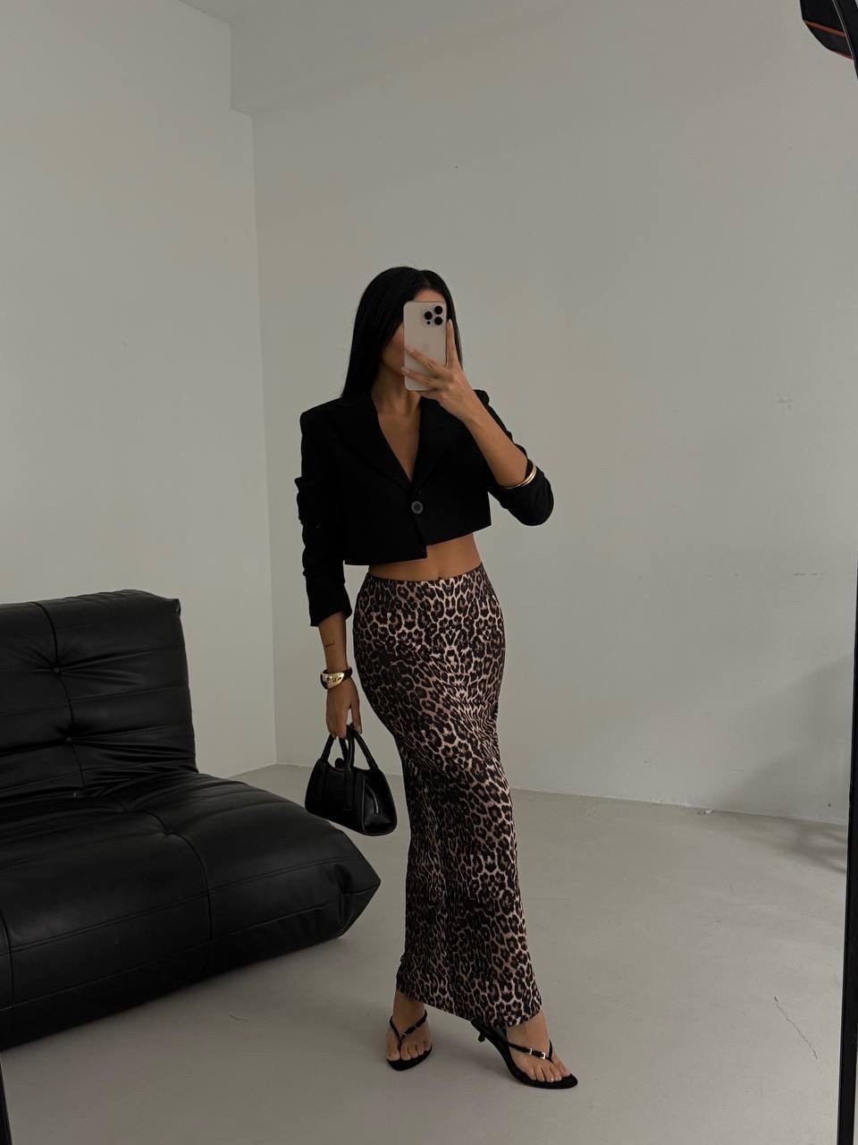 Leopar Midi Boy Etek