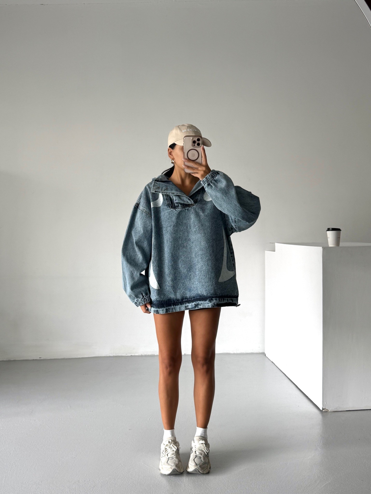 Kapşonlu Oversize Jeansweat