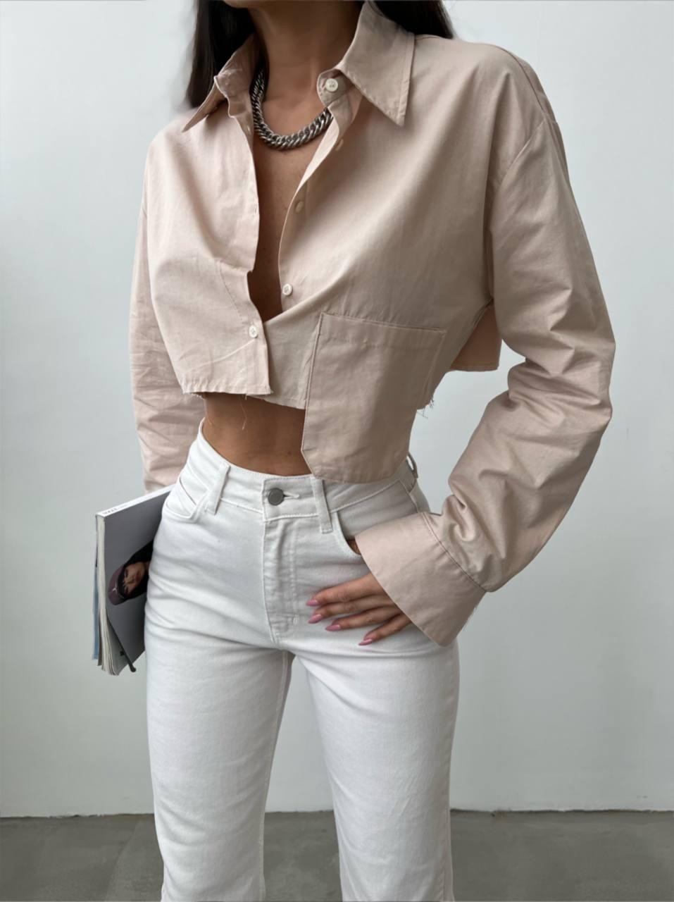 Cep Detail Crop Shirt