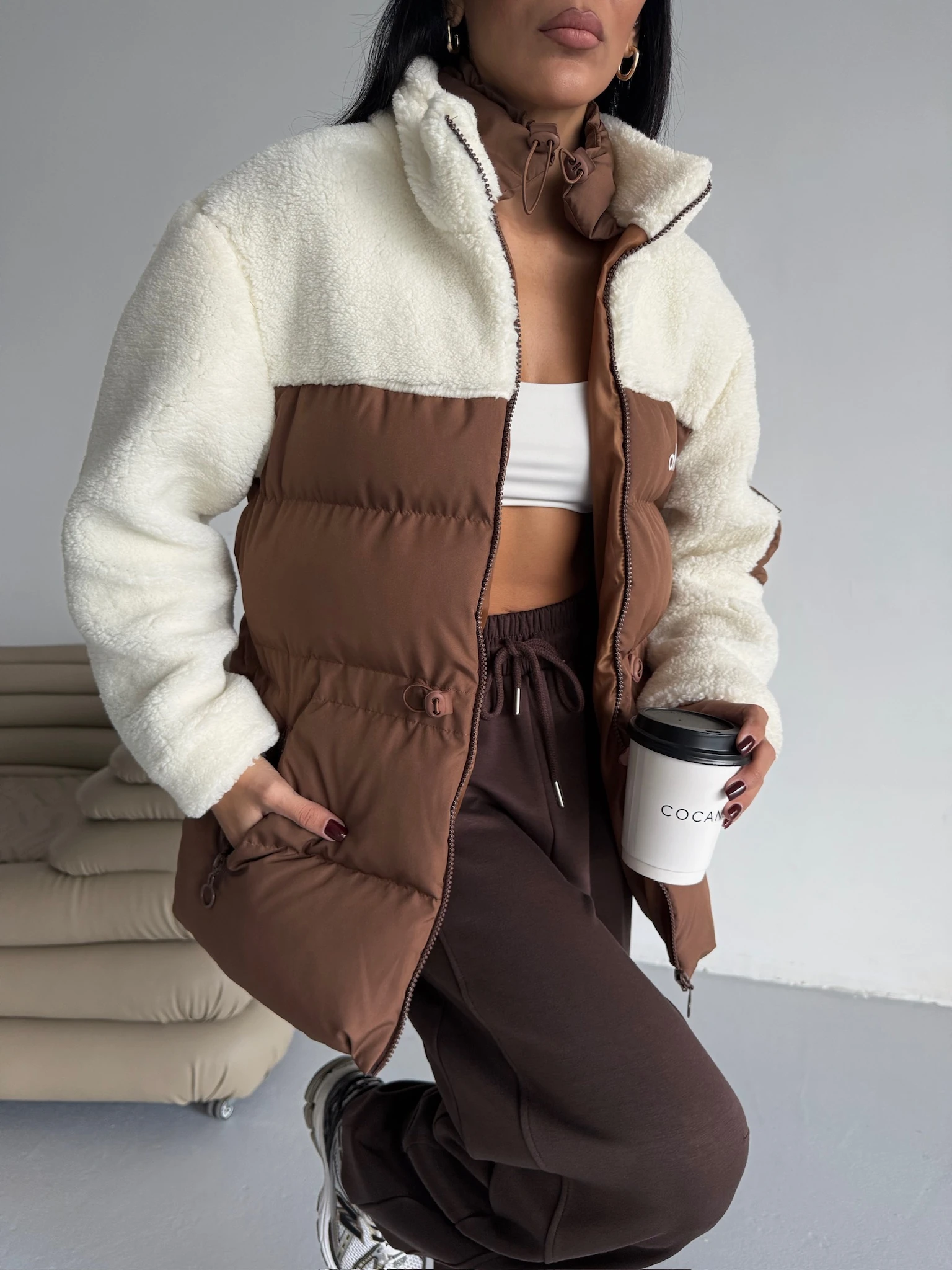 Bel Lastikli Peluş Mont