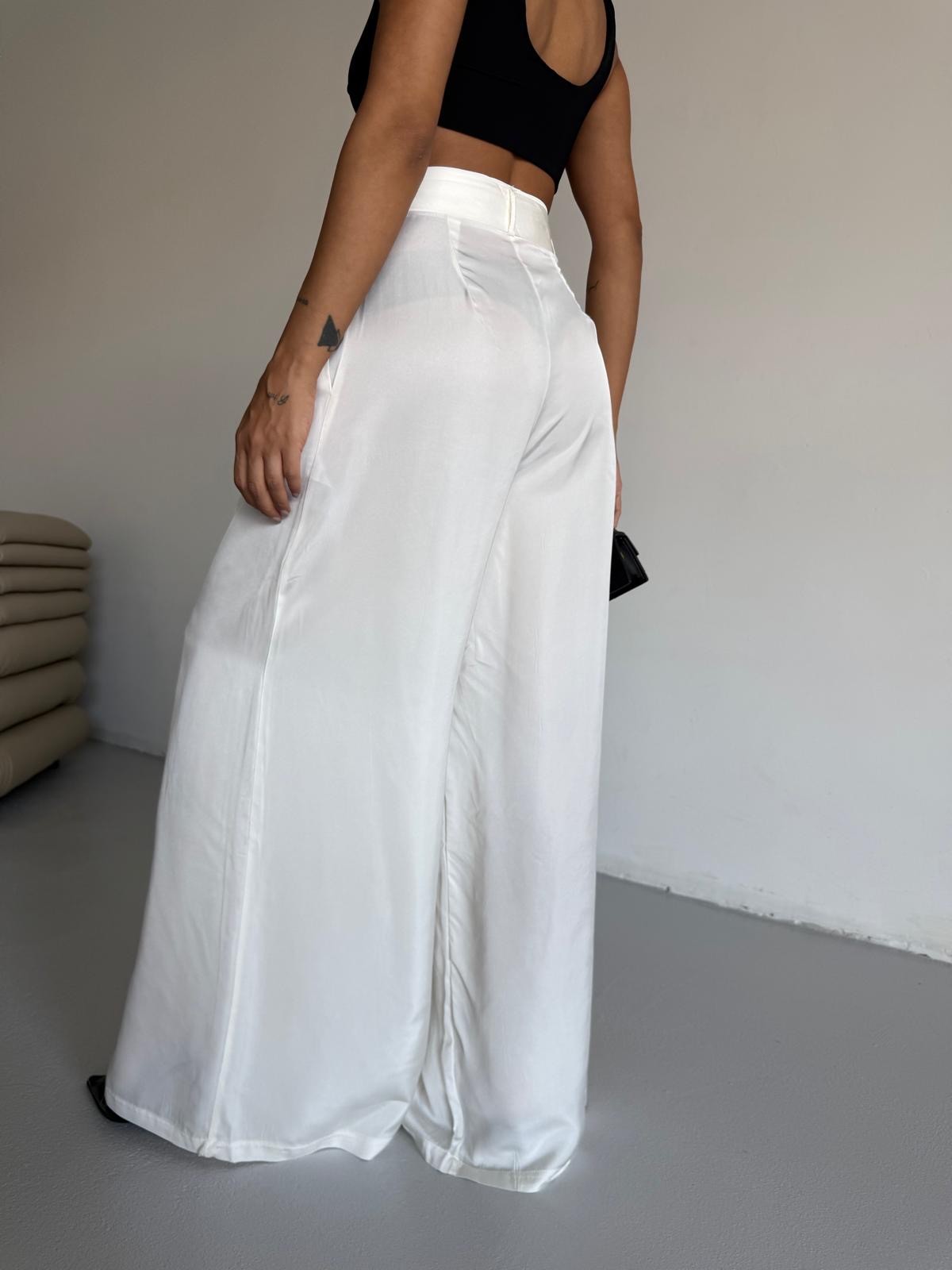 Kuşaklı Saten Pantolon 