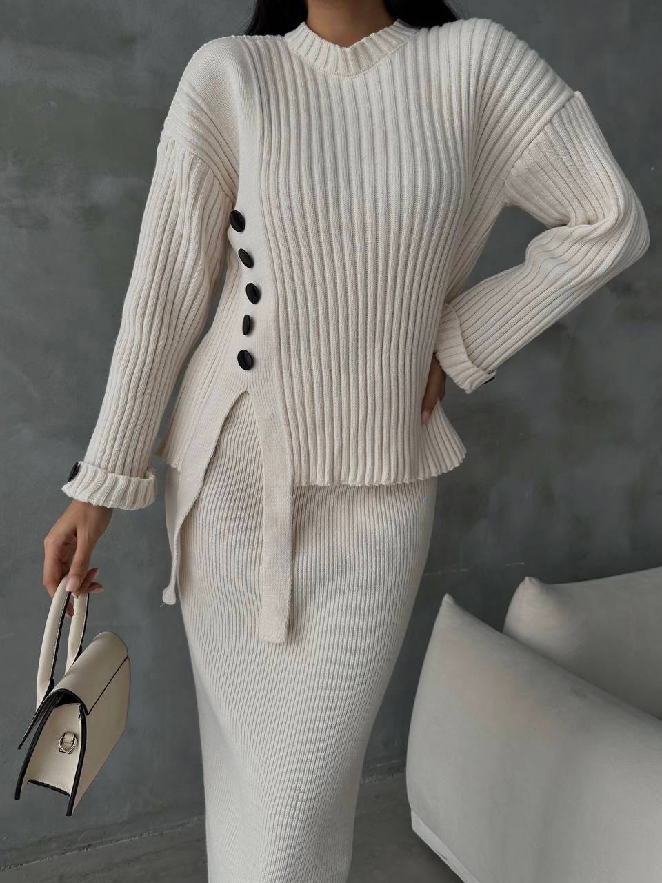 Button Detail Knitwear Set