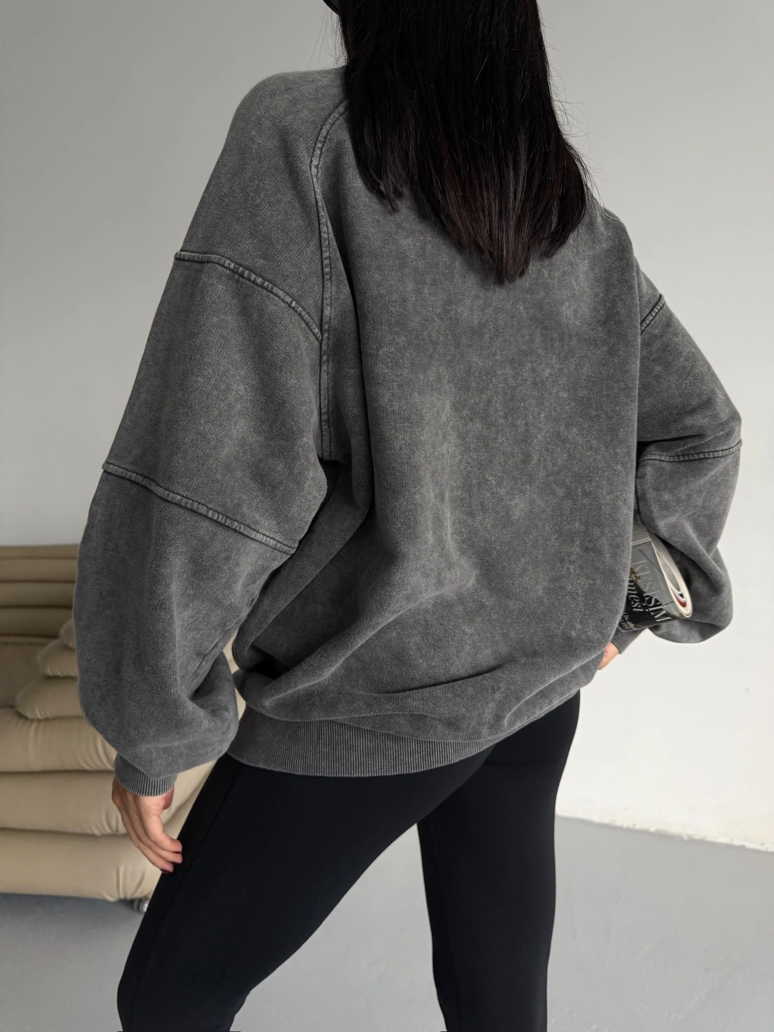 Yıkamalı Oversize Sweatshirt