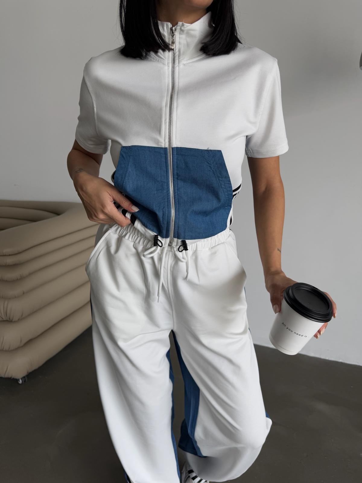 Denim Garnili İkili Takım 
