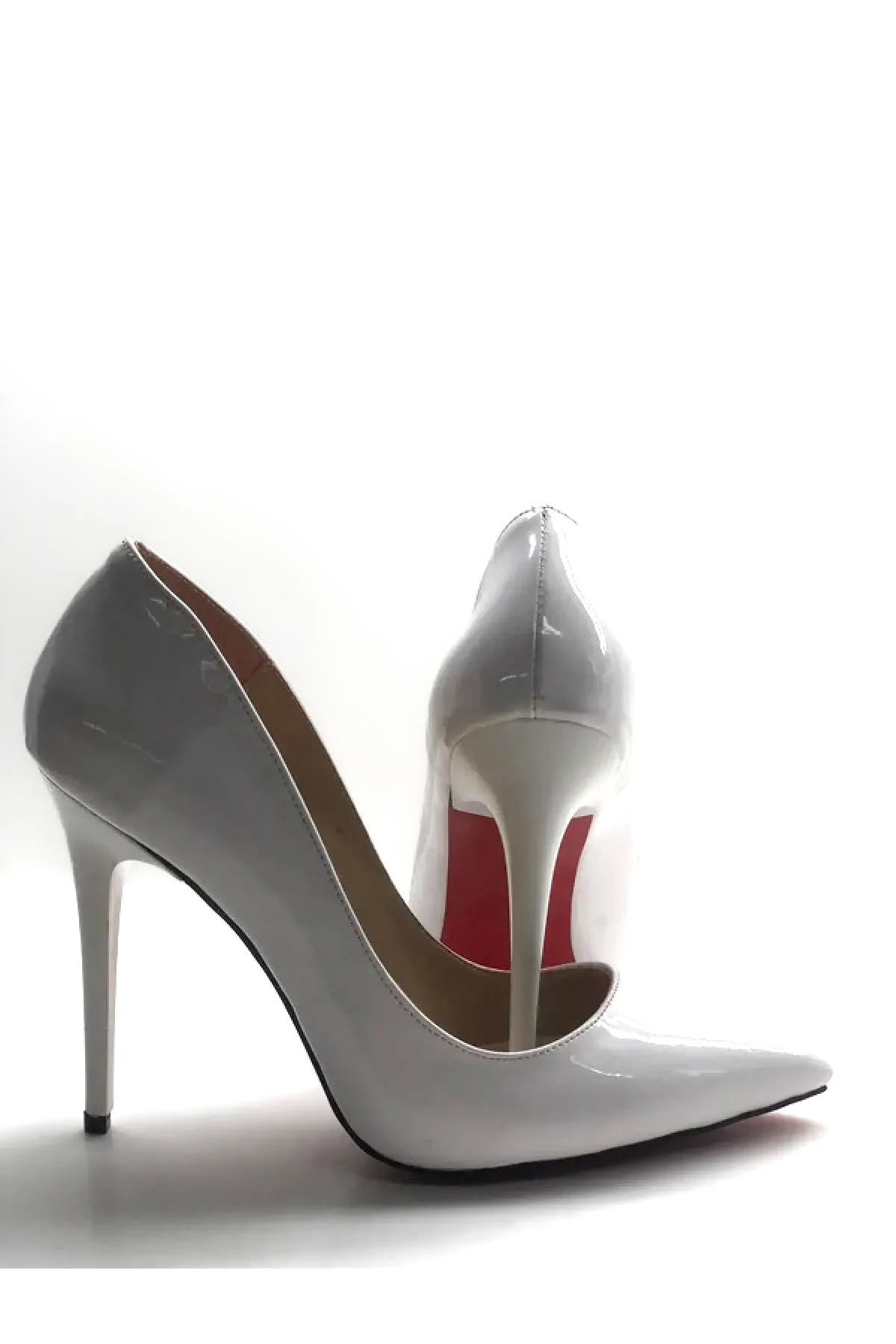 Aurora Stiletto Topuklu Ayakkabı - beyaz rugan