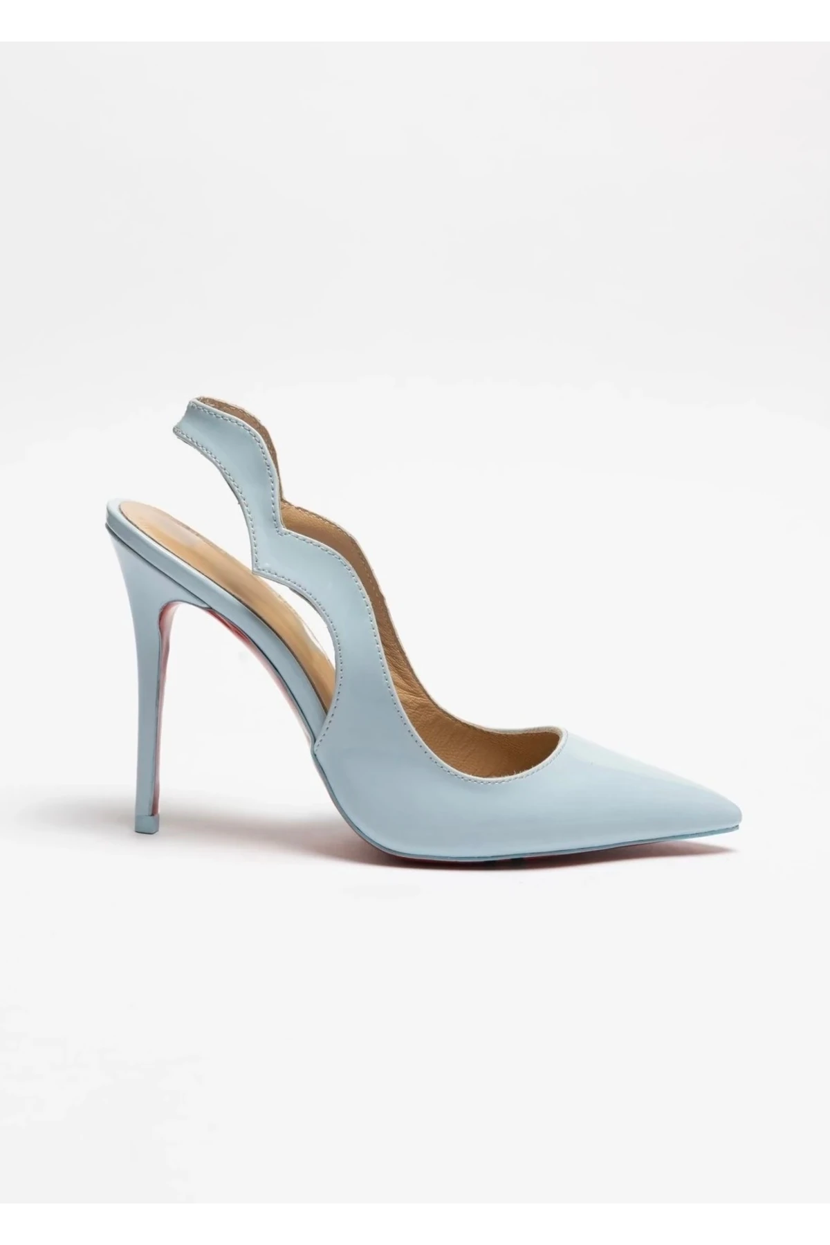 Arcturus - Bebe Mavi Rugan Stiletto Hakiki Deri Astarlı Topuklu Ayakkabı