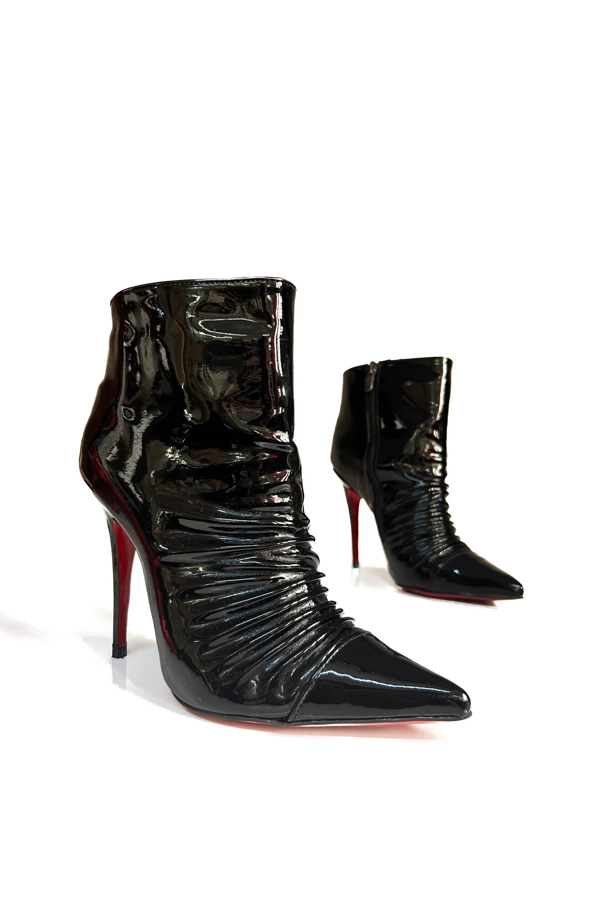 SİYAH RUGAN YÜKSEK TOPUKLU FERMUARLI KADIN BOT BOTTİE