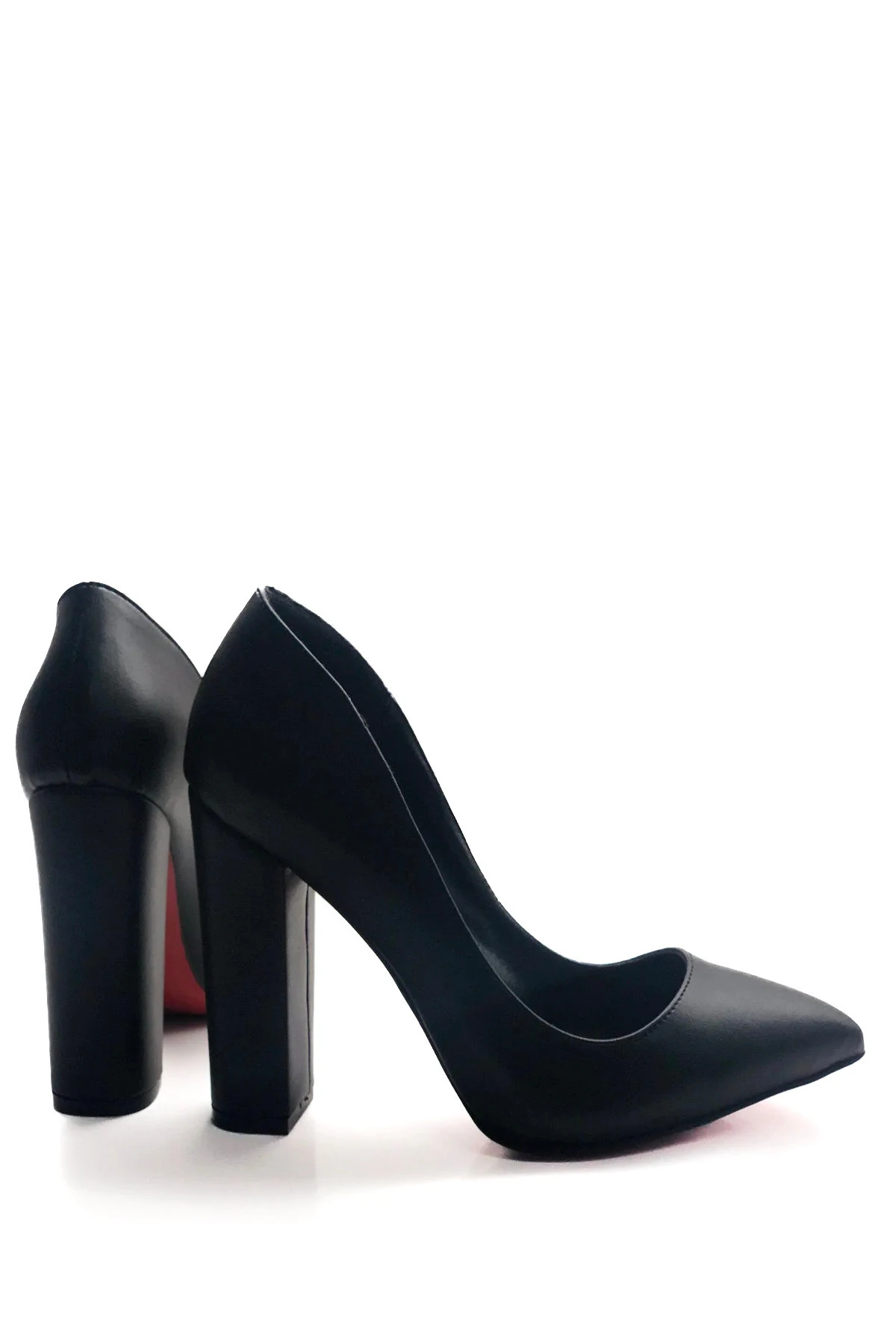 Aurielle Stiletto Kalın Topuklu Ayakkabı - Siyah Deri