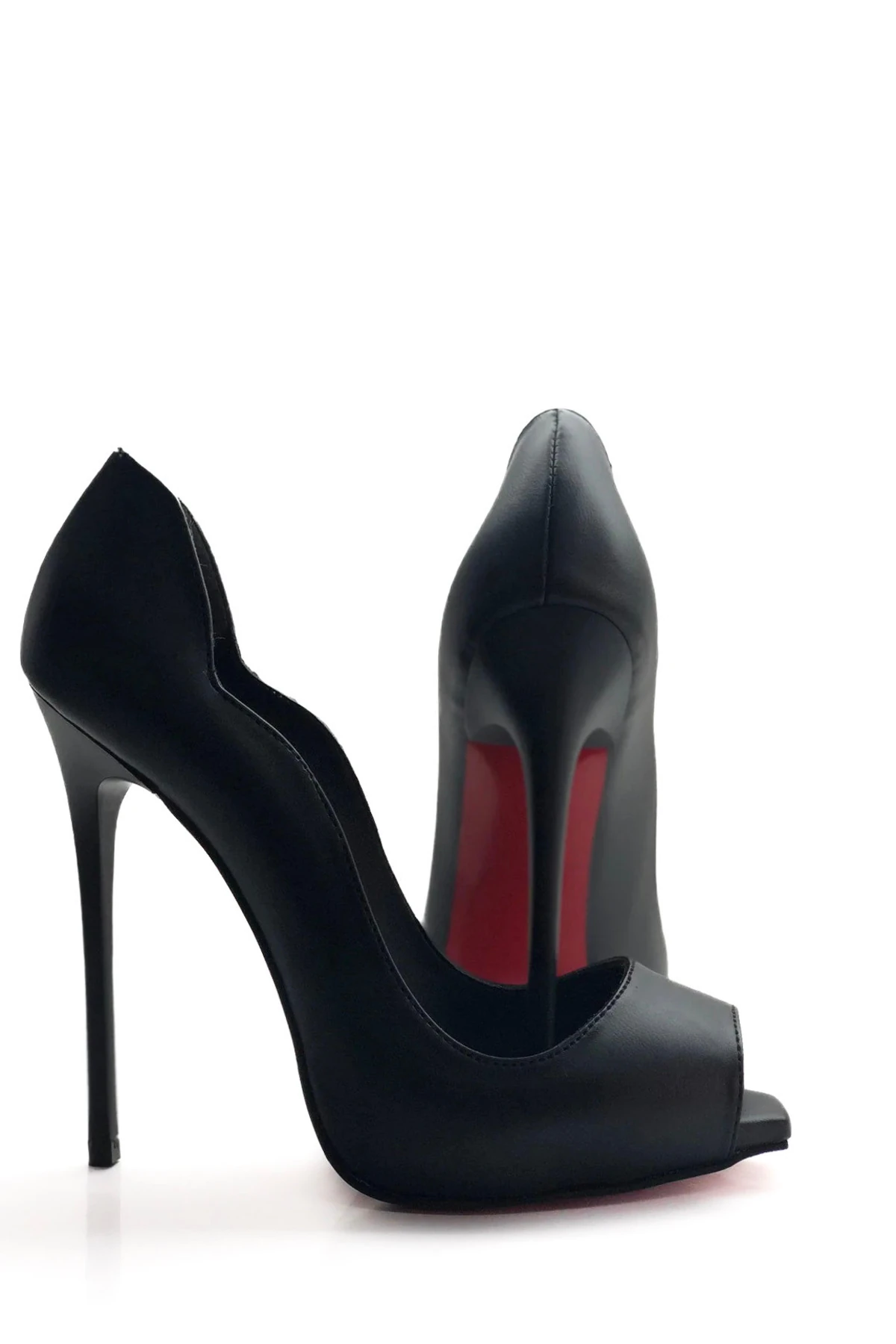 Orion Gizli Platformlu Kare Burun Love Stiletto Topuklu Ayakkabı - si̇yah deri̇