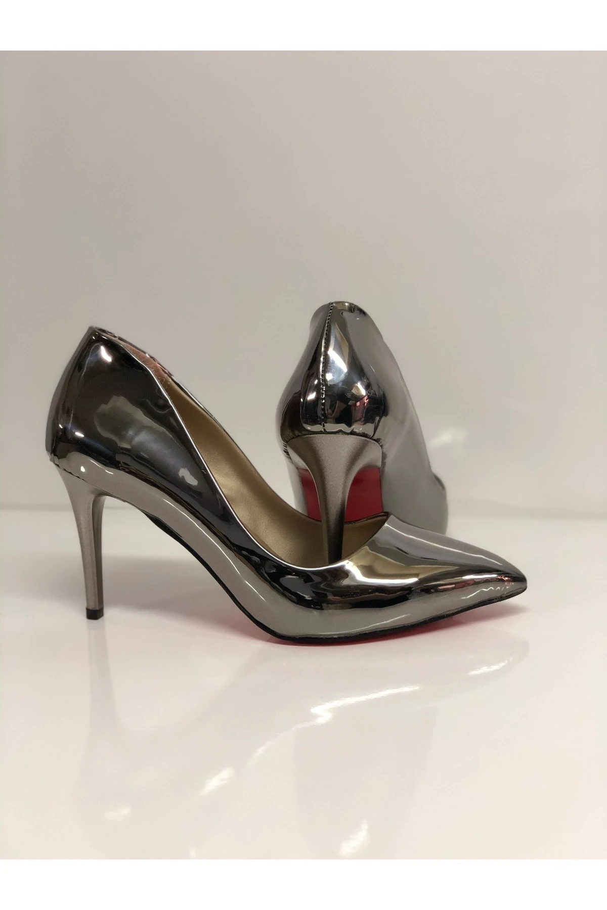 Aurora Stiletto Topuklu Ayakkabı - Platin Ayna