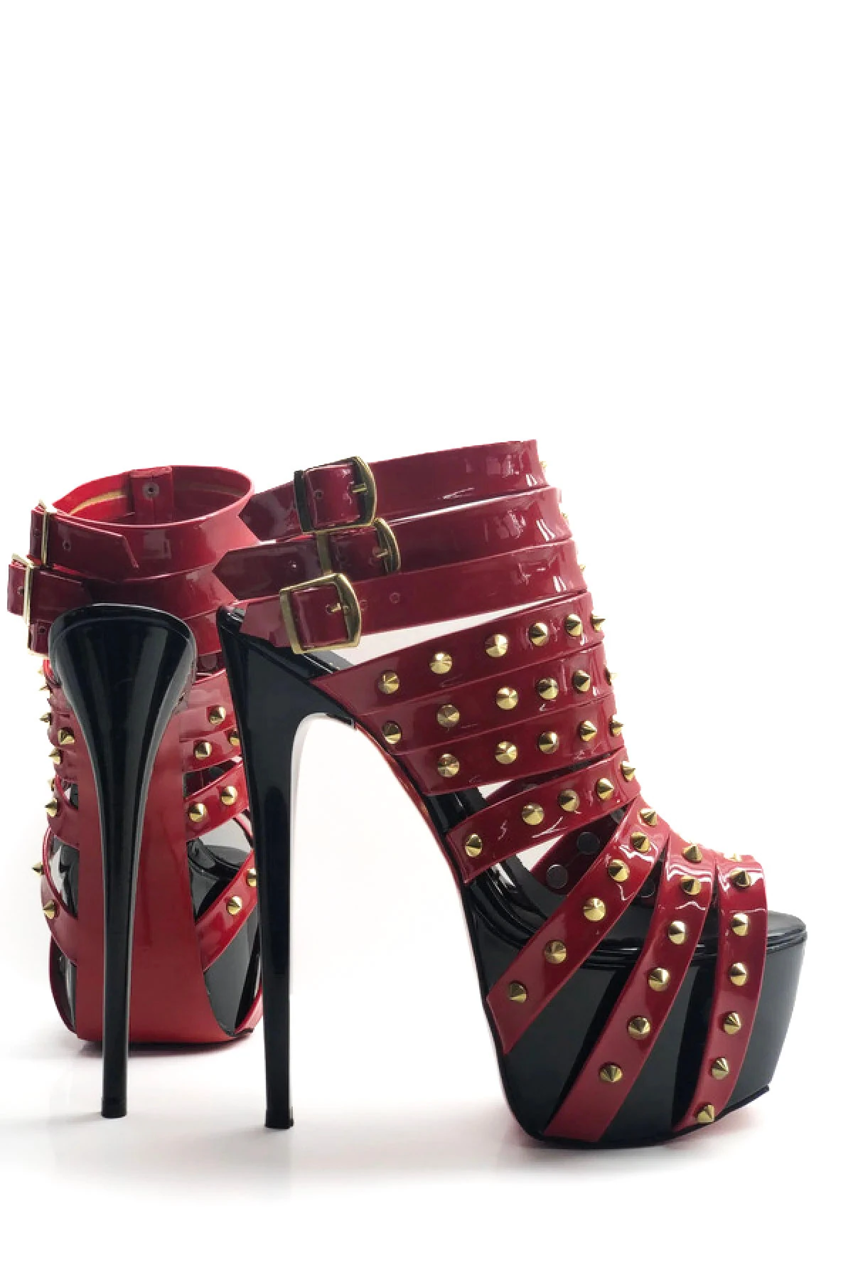 Polarisia Tarotlu Platform Topuklu Ayakkabı - Kırmızı Rugan