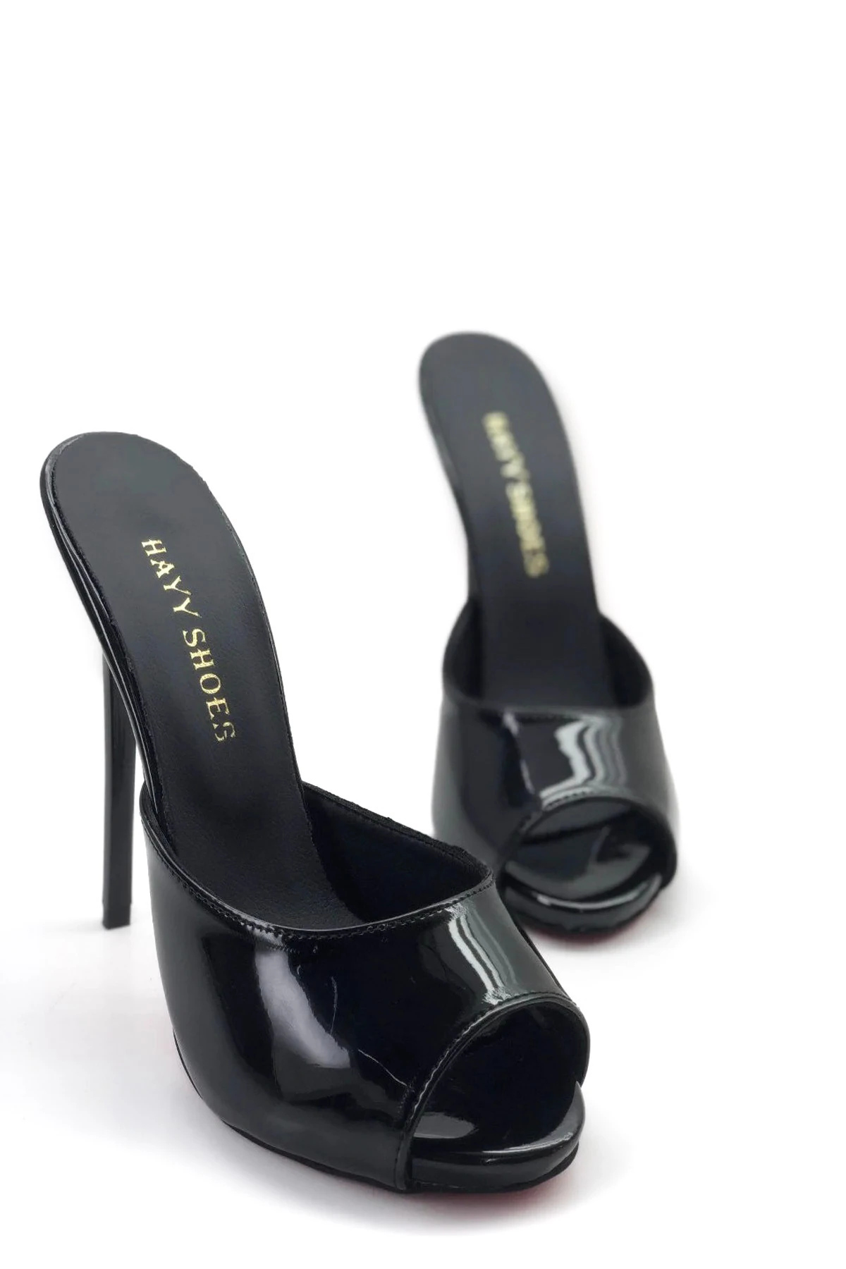 Kadın  Siyah Hakiki Deri Astarlı Topuklu Terlik