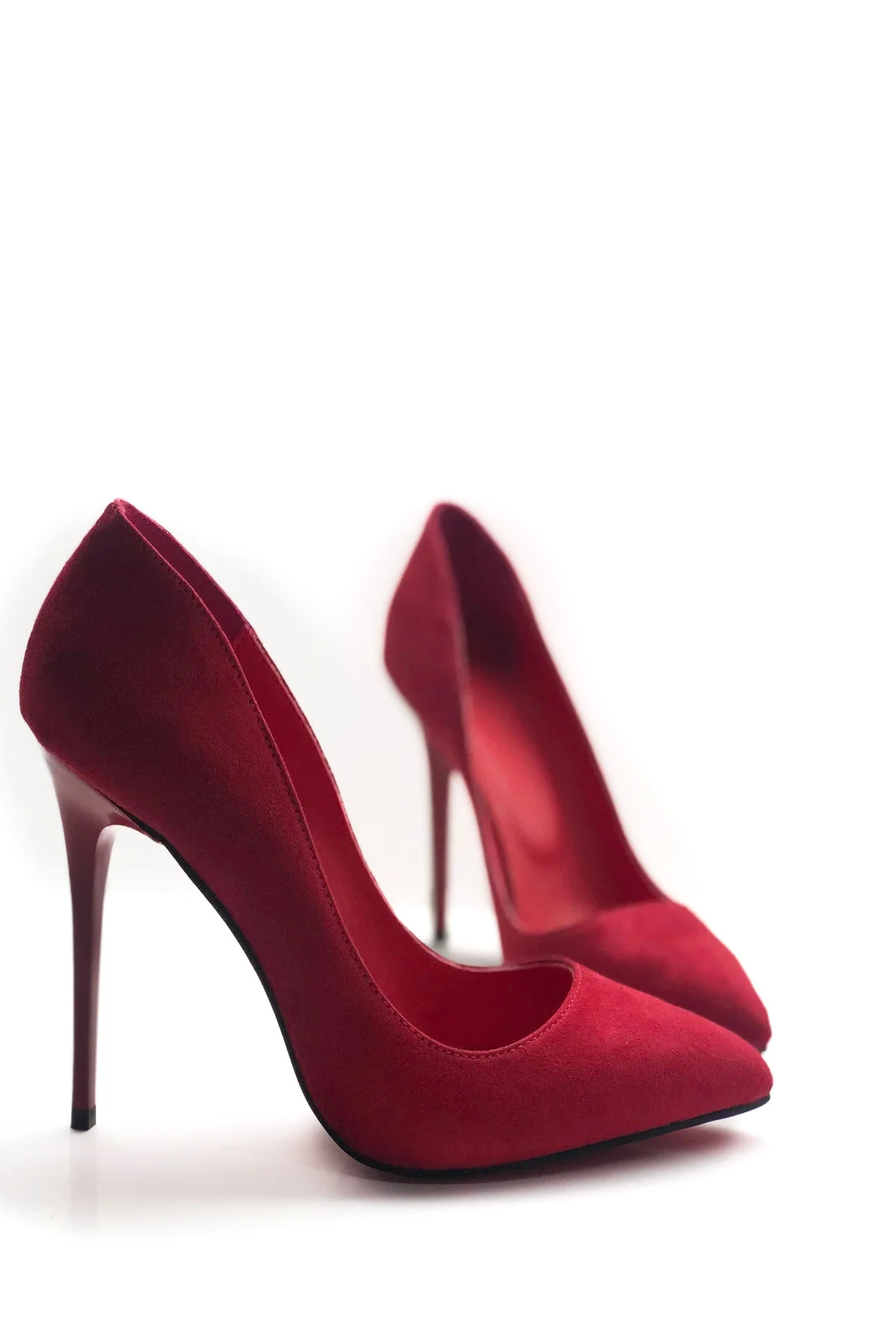 Aurora Stiletto Kadın Topuklu Ayakkabı - kirmizi süet